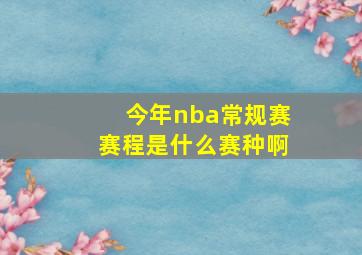 今年nba常规赛赛程是什么赛种啊