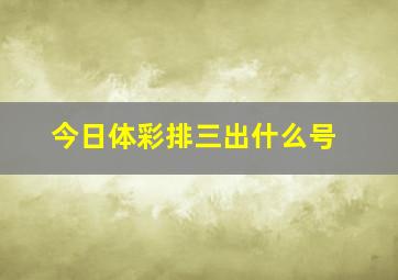 今日体彩排三出什么号