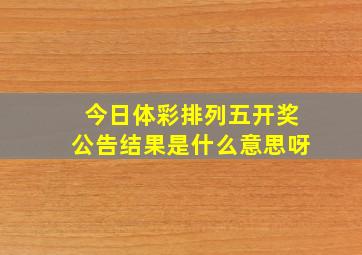 今日体彩排列五开奖公告结果是什么意思呀