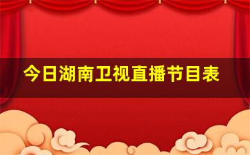 今日湖南卫视直播节目表