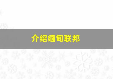 介绍缅甸联邦