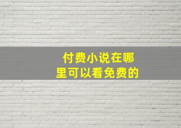 付费小说在哪里可以看免费的