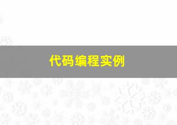 代码编程实例