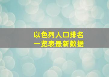 以色列人口排名一览表最新数据