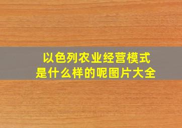 以色列农业经营模式是什么样的呢图片大全