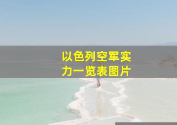 以色列空军实力一览表图片