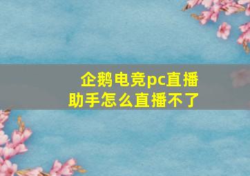 企鹅电竞pc直播助手怎么直播不了