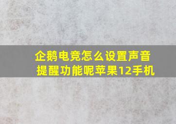 企鹅电竞怎么设置声音提醒功能呢苹果12手机