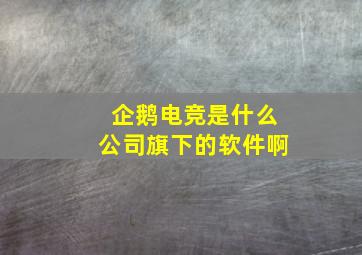 企鹅电竞是什么公司旗下的软件啊