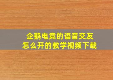 企鹅电竞的语音交友怎么开的教学视频下载