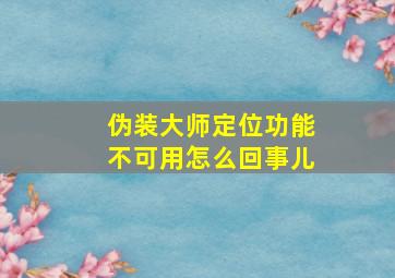 伪装大师定位功能不可用怎么回事儿