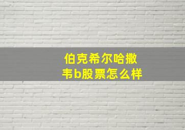 伯克希尔哈撒韦b股票怎么样