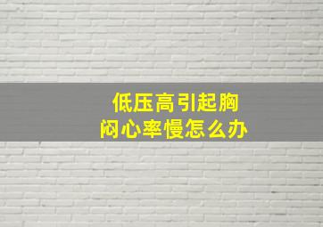 低压高引起胸闷心率慢怎么办