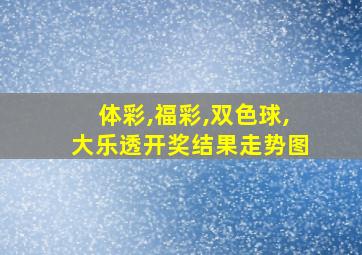 体彩,福彩,双色球,大乐透开奖结果走势图