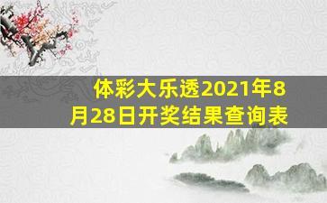 体彩大乐透2021年8月28日开奖结果查询表