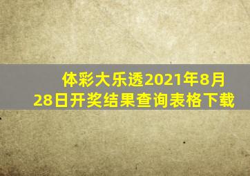 体彩大乐透2021年8月28日开奖结果查询表格下载