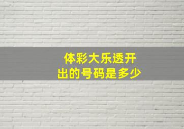 体彩大乐透开出的号码是多少