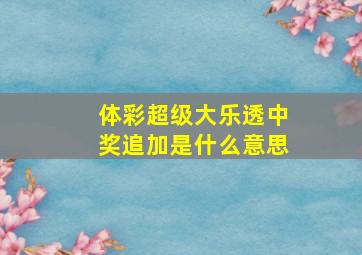 体彩超级大乐透中奖追加是什么意思