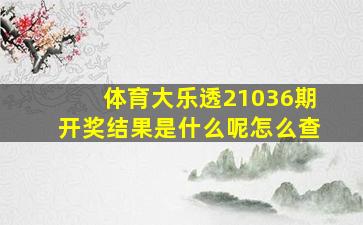 体育大乐透21036期开奖结果是什么呢怎么查