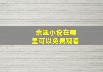 余罪小说在哪里可以免费观看