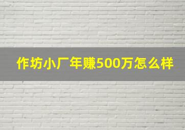 作坊小厂年赚500万怎么样