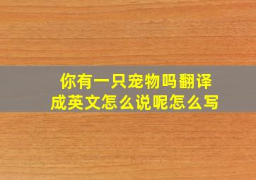 你有一只宠物吗翻译成英文怎么说呢怎么写