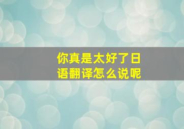 你真是太好了日语翻译怎么说呢