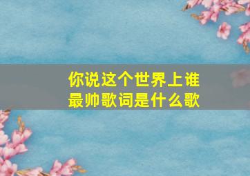 你说这个世界上谁最帅歌词是什么歌