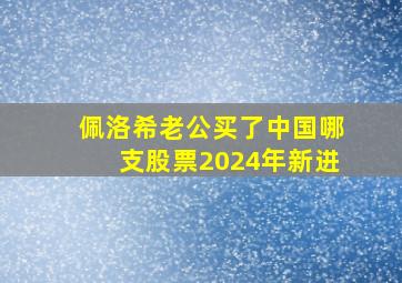 佩洛希老公买了中国哪支股票2024年新进