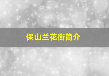 保山兰花街简介