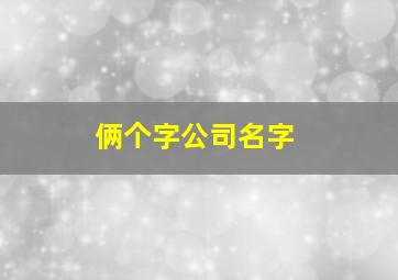 俩个字公司名字