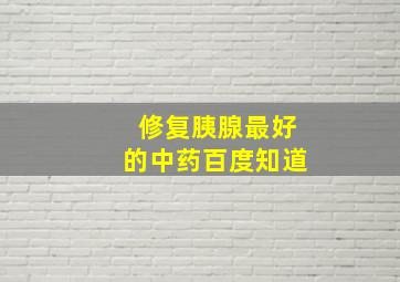 修复胰腺最好的中药百度知道