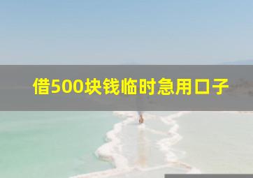 借500块钱临时急用口子