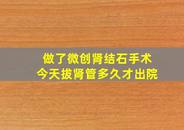 做了微创肾结石手术今天拔肾管多久才出院