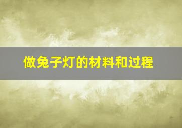 做兔子灯的材料和过程