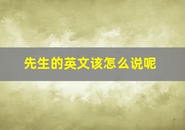 先生的英文该怎么说呢