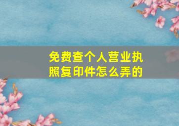 免费查个人营业执照复印件怎么弄的