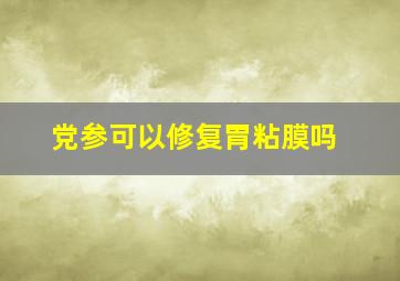 党参可以修复胃粘膜吗