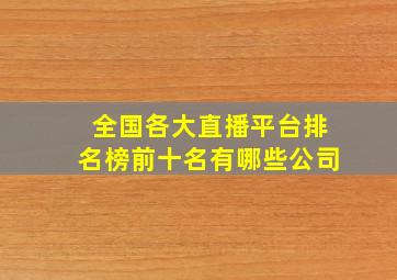 全国各大直播平台排名榜前十名有哪些公司