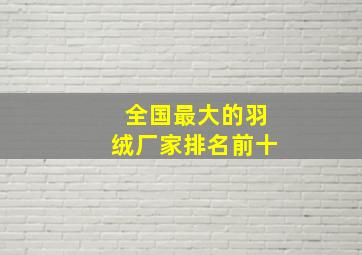 全国最大的羽绒厂家排名前十