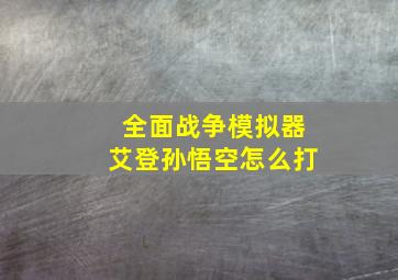 全面战争模拟器艾登孙悟空怎么打