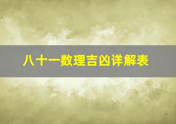 八十一数理吉凶详解表