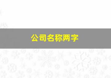 公司名称两字