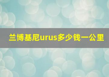 兰博基尼urus多少钱一公里