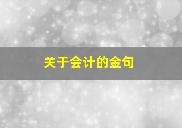 关于会计的金句