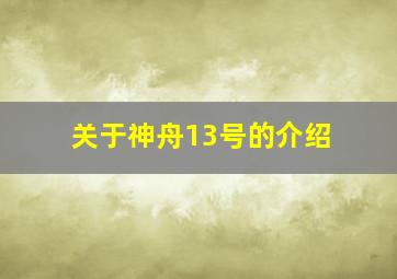 关于神舟13号的介绍