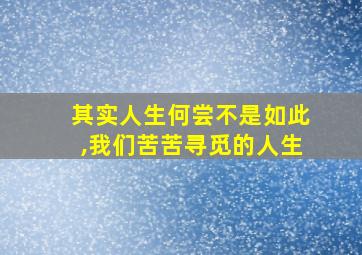 其实人生何尝不是如此,我们苦苦寻觅的人生