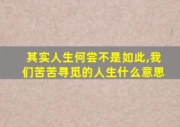 其实人生何尝不是如此,我们苦苦寻觅的人生什么意思