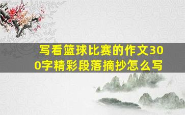 写看篮球比赛的作文300字精彩段落摘抄怎么写