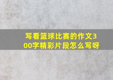 写看篮球比赛的作文300字精彩片段怎么写呀